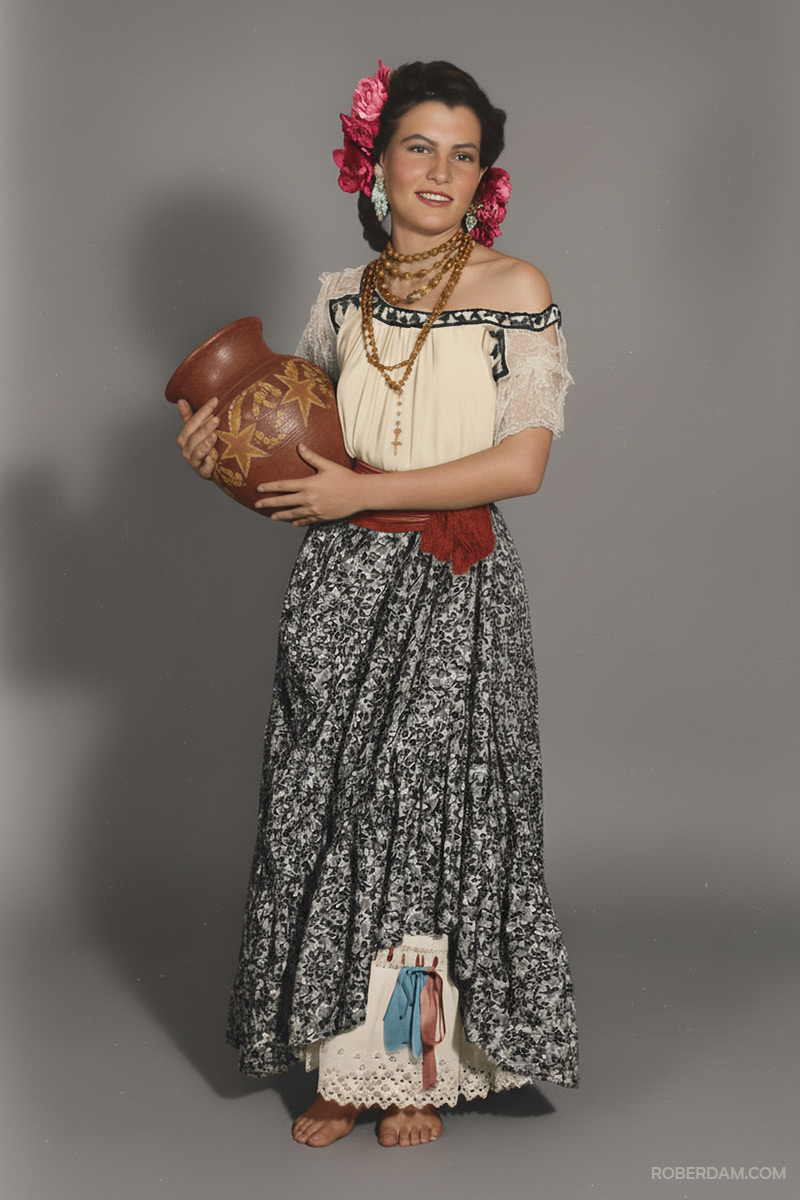 Petrona Adorno posando en el estudio