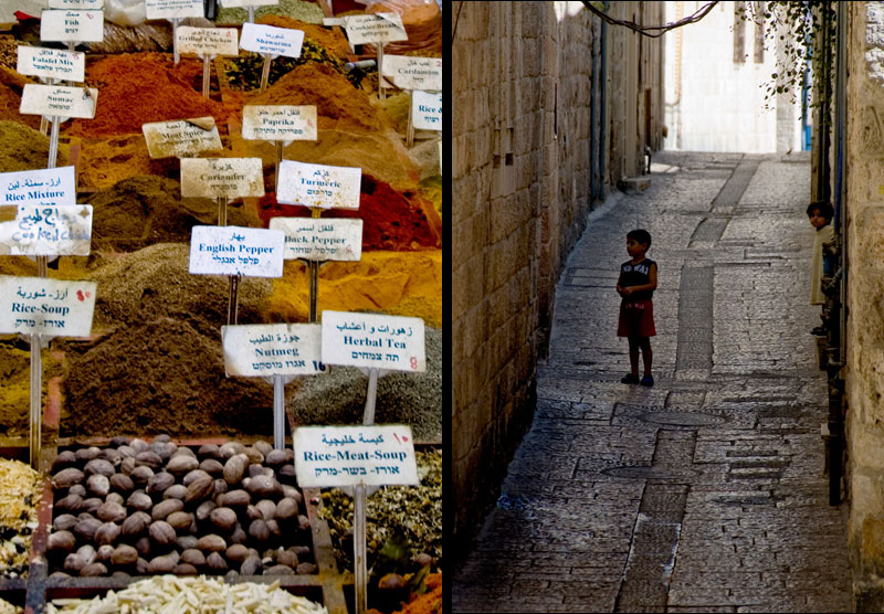 Especias en el mercado arabe --- Calles de Jerusalem antigua.